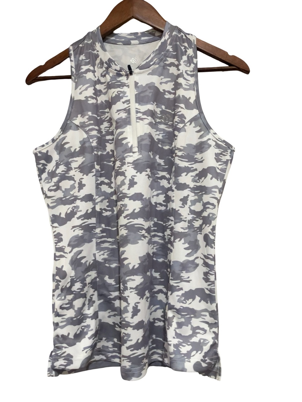 Mofiz Women’s Gray Camo Zip-Front Tank Top
